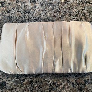 Steve Madden Pleated Champagne Colored  Satin Clutch